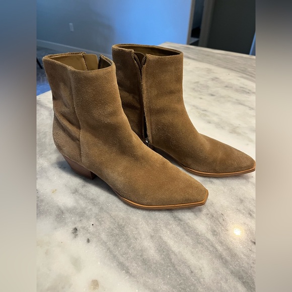 Marc Fisher Suede Zip Boots Brown Tan - Size 7 - Picture 2 of 8